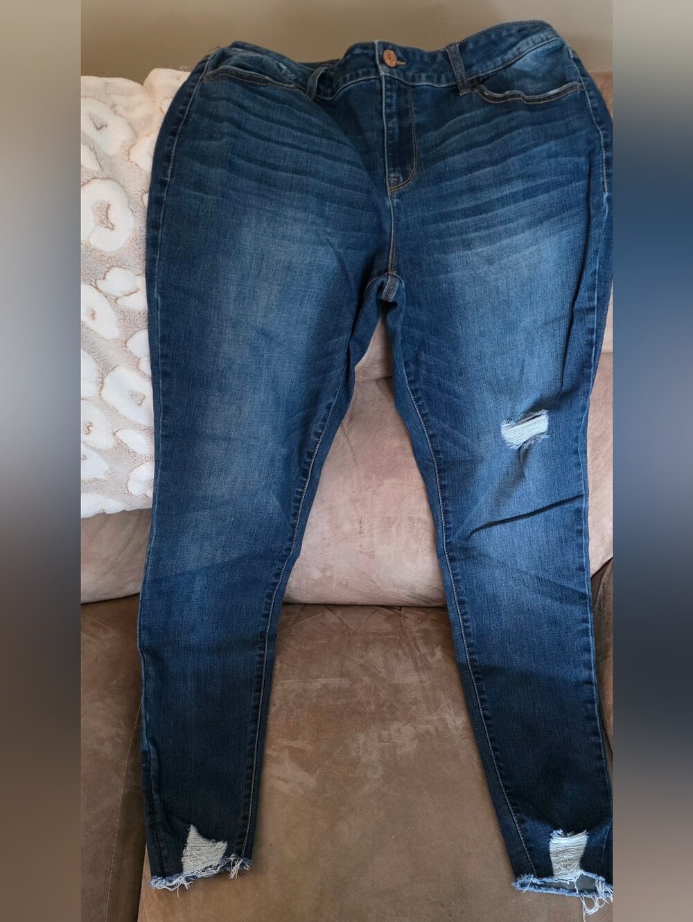 Maurices Women's Dark Blue Distressed Skinny Jeans